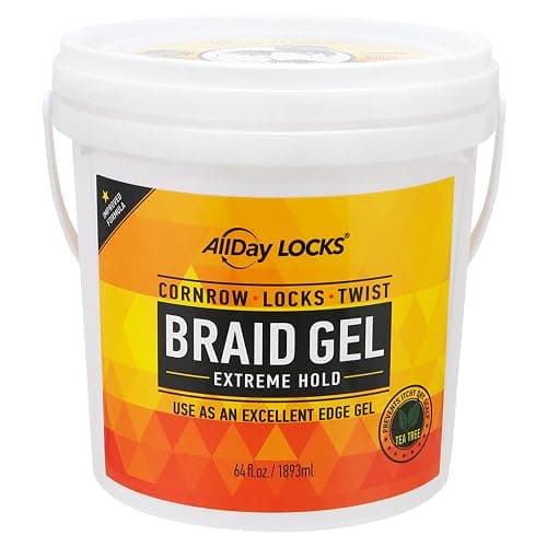 AllDay Locks Braid Gel (Bucket) | Extreme Hold, High Shine | Frizz & Flake-Free Edge Control | Tea Tree, Lavender, Peppermint Oil | Slick & Style Braids, Locks, Twists, Cornrows | 64 oz - Image 1