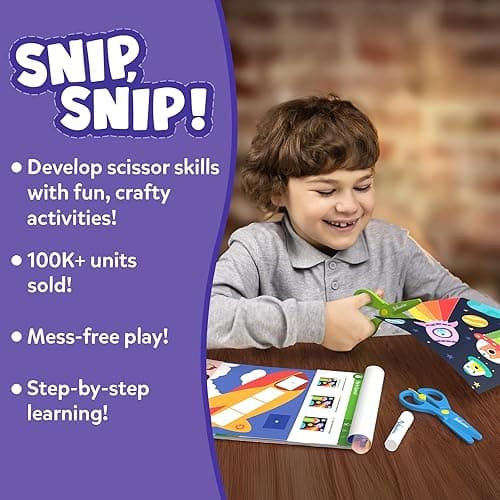 Skillmatics Scissor Skills Activity Book - Snip Snip, 25 Fun Cutting & Creative Activities for Preschoolers, 2 Child-Safe Scissors, Fine Motor Skills Craft Kit, Gifts for Kids Ages 3, 4, 5, 6, 7 - 1. Multi-Theme thumbnail 2