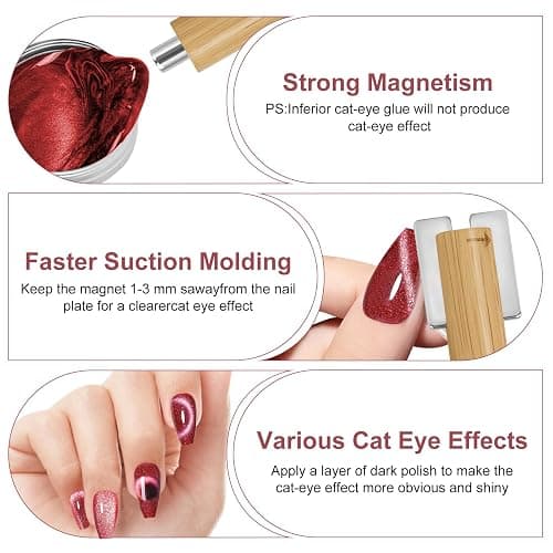 vnjaoi Multifunctional Nail Magnet,Cat Eye Magnetic for Nails,Detachable Design with Solid Wood Shell Protection,Strong Magnet for nails Salon Art Tools(Original Wood) - Original Wood thumbnail 5