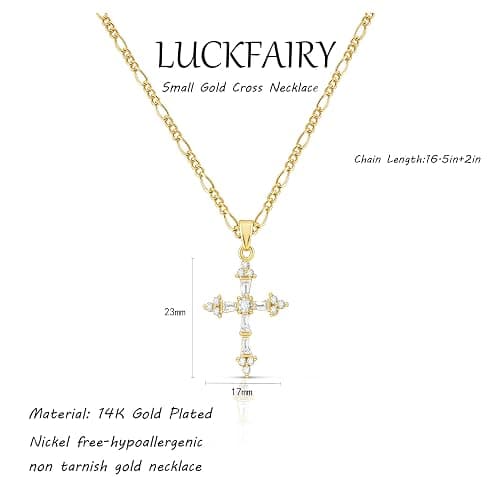 Cross Necklace for Women,Double Cross Necklace 14K Gold Plated Cross Pendant Necklace Dainty Gold Cross Necklaces for Women Trendy Small Cross Charm Necklace Simple Cute Choker Necklaces Gold Jewery thumbnail 4