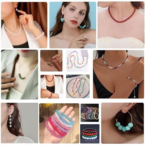 【2 Pack】 More Than 1300PCS Round Glass Beads for Jewelry Making,48 Colors 8mm Crystal Beads for Bracelets Jewelry Making and DIY Crafts, 2 Box Round Beads Suitable for Beginners. (Solid+Printing) thumbnail 6