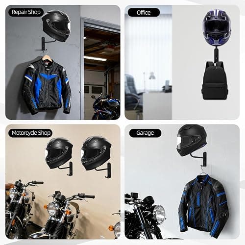 2 Pack Helmet Wall Mount,Helmet Holder Wall Mount,Metal Motorcycle Helmet Holder,Suitable for Cycling Gear,Hats,Jackets,Saving Garage Space thumbnail 2