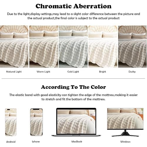 NEWCOSPLAY Throw Blanket For Couch Ivory Super Soft Flannel Fleece 3D Bubble Lightweight Bed Blanket All Season Use, 130x150 cm thumbnail 7