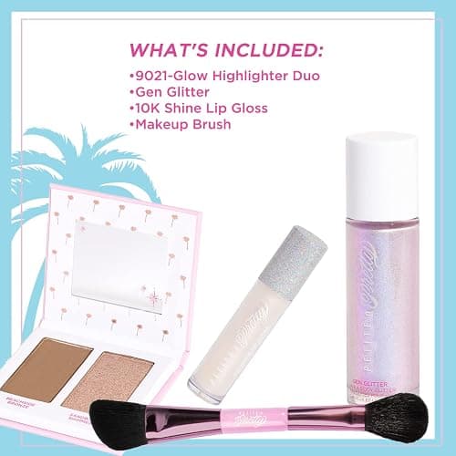 Petite 'n Pretty Makeup Set for Kids (Silver) - Face & Body Makeup for Kids, Tweens, Teens - Highlighter, Body Shimmer Glitter, Lip Gloss, Makeup Brush, Made in the USA thumbnail 4