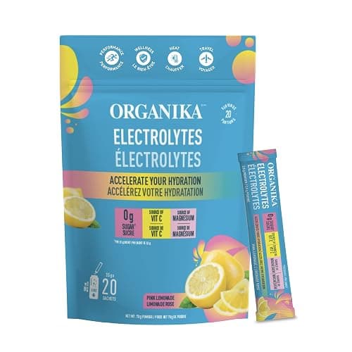 Organika Electrolytes Powder- Pink Lemonade Sachets- On the Go Sugar Free Hydration and Electrolyte Replenishment with Prebiotics and Vitamin C 3.5g x 20ct - Pink Lemonade - 3.5g x 20 - Image 1