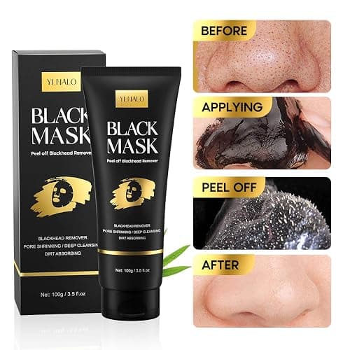 YLNALO Blackhead Remover Mask Kit, Charcoal Peel Off Facial Mask with Brush and Pimple Extractors, Deep Cleansing for Face Nose Blackhead Pores Acne, For All Skin Types (3.5 Fl.oz) thumbnail 3