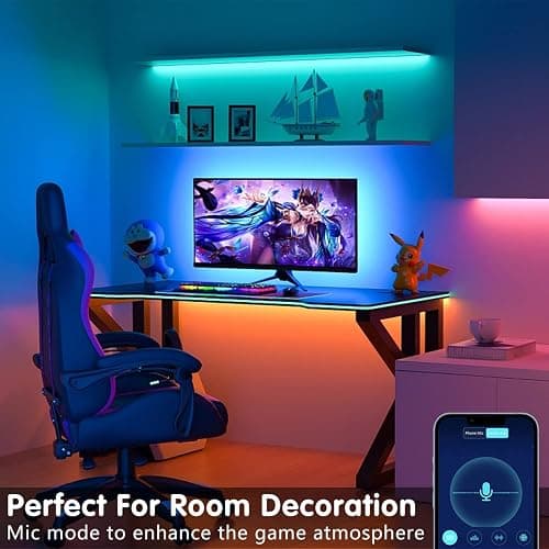 Keepsmile 100ft Led Strip Lights (2 Rolls of 50ft) Bluetooth App Control Led Lights Strip with Remote Music Sync Color Changing RGB Led Lights for Bedroom Room Home Christmas Decor (Lumiere Led 30M) thumbnail 6