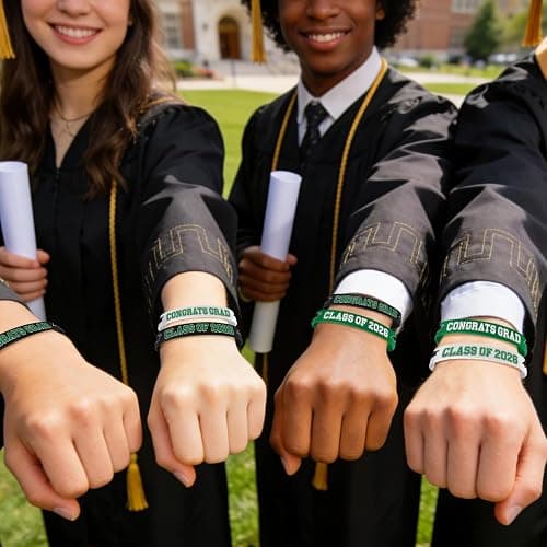 Gatherfun Graduation Decorations : Congrats Grad Wristband Silicone Bracelets - Graduation Party Favors & Class of 2026 Decorations, Gifts for Grads!,30Pack, 2 Designs thumbnail 5