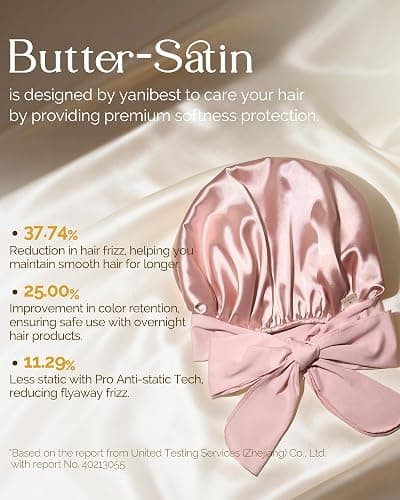 YANIBEST Adjustable Silk Bonnet for Sleeping Women Double Layer Satin Bonnet Reduce Friction Prevent Frizz Curly Hair thumbnail 2