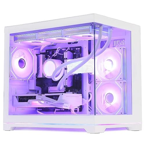 HELLOLAND Ocean Park Gaming PC Desktop -AMD Ryzen 5 9600X 6-Core 3.9GHz -GeForce RTX 5060 8GB -32GB DDR5 RAM -1TB PCIe SSD -850W PSU -360mm AIO & APP RGB Fan Control -WiFi & BT -Windows 11 -White thumbnail 3