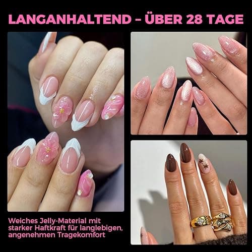 UNA GELLA Kurze Mandel Nail Tips, 504 Stück Nageltips Almond Tips für Gelnägel Soft Gel Nagelspitzen Full Cover Nails Tips für Acrylnägel, Nagelkunst & DIY Nagelstudio zu Hause 12 Größen thumbnail 2
