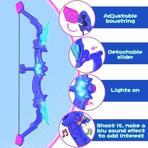 Kids Bow and Arrow Toy, Angel Light Up Archery Set W/ 10 Suction Cup Arrows, Targets & Quiver, Outdoor/Indoor Games for Kids Ages 4-7 8-12, Birthday Gifts for 4 5 6 7 8 9 10 11 12 Year Old Boys Girls thumbnail 4