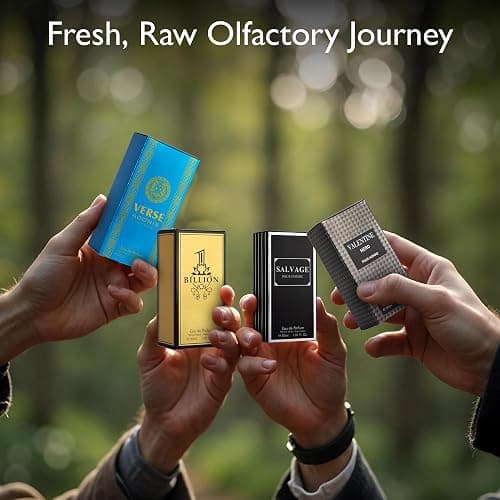 Signature Scent 4-Piece Mini Fragrance Set for Men Includes Savvy/1 Billion/Verse/Valentine Collection of Woody, Spicy, Citrus & Aromatic Fragrance Non-Irritating Ingredient Each One in 30ml Bottle thumbnail 6
