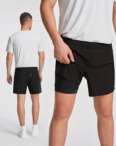 maamgic Mens Running Shorts with Compression Liner 5" Quick Dry Workout Gym Shorts Anti-Chafe 2 in 1 Athletic Shorts thumbnail 2