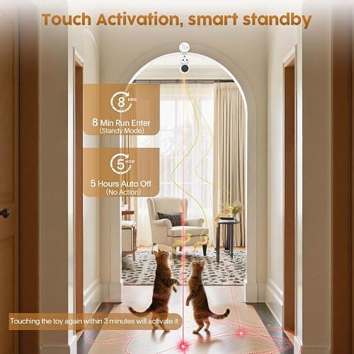 Interactive Cat Toys for Indoor Cats: 2 in 1 Laser Pointer Cat Toy with Automatic Flying Bird & Mouse Wand, Smart Motion Mode Adjustable Speed, USB Rechargeable Safe for Bored Kittens and Adult Cats thumbnail 5