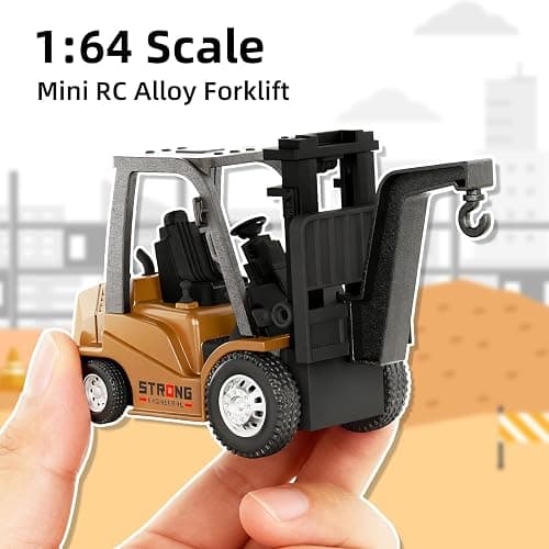 cxjoigxi Mini RC Forklift, 1/64 Forklift Truck Toys Rechargeable, App & Remote Control, 2 in 1 Transformable Lift Fork & Hook, Mini RC Construction Vehicles Birthday Gifts for Adults Kids Age 6+ thumbnail 3
