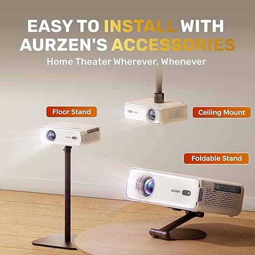 Aurzen EAZZE D1 Smart Projector with WiFi and Bluetooth, Netflix-Officially-Licensed, Auto Focus & Keystone, DoIby Audio, Zoom, Native 1080P Movie, Portable Outdoor Mini Projector, White thumbnail 6