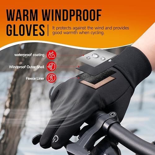 Benirap Winter Gloves Touchscreen Windproof Thermal Gloves Men Women Cycling Running Climbing Skiing Driving Gloves thumbnail 4