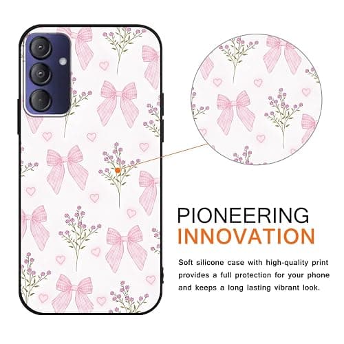 Zrutru 2 Pack Pink Bow Phone Case for Gabb Phone 4 Pro 6.5",Cartoon Cute Kawaii Ribbon Bowknot Floral Flower Pattern Cases Aesthetic Design,Black TPU Bumper Protective Cover for Girls Women thumbnail 2