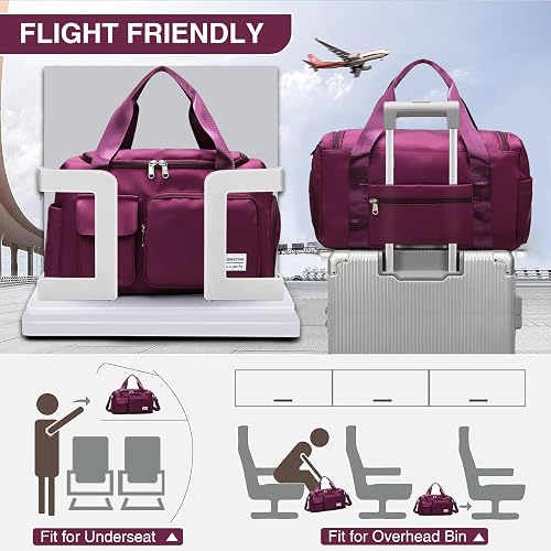 Small Gym Bag for Women, Travel Duffle Bag Carry On Weekender Bag with Shoe Compartment thumbnail 4