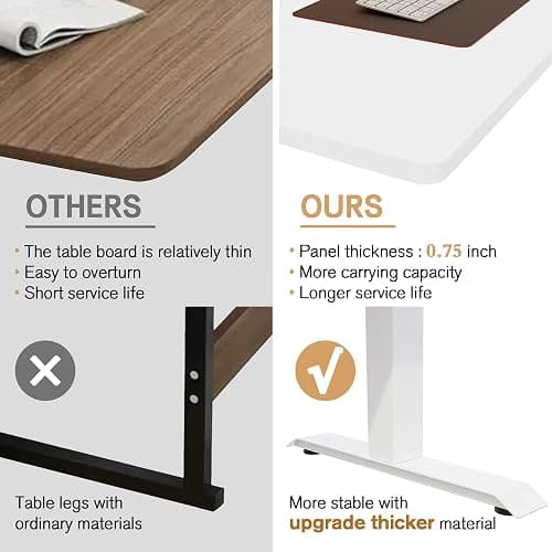 Meilocar Height Adjustable Electric Standing Desk, 55" x 24" Sit Stand Computer Desk with Memory Controller, Home Office Workstation Stand up Desk with Splice Board, White Top + White Frame thumbnail 4