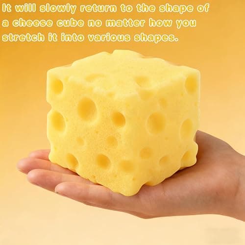 2Pcs ﻿Yellow Cheese Squeeze Toy, Soft Cheese Squishy Toy, Rebounding Sensory,Help for Relax,Focus, Sensory Cheese for & Adults, Cheese Cubes Squishy Toys,Stress Balls for Adults (2.4 in) thumbnail 5
