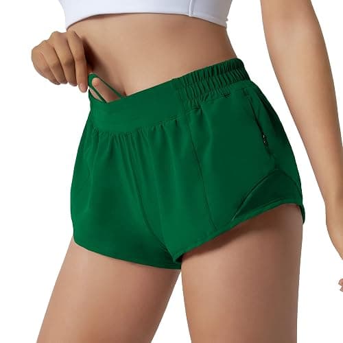 Aurefin Running Shorts for Women,Quick Dry Athletic Sports Shorts Lightweight Active Workout Gym Shorts with Zip Pocket - Image 1