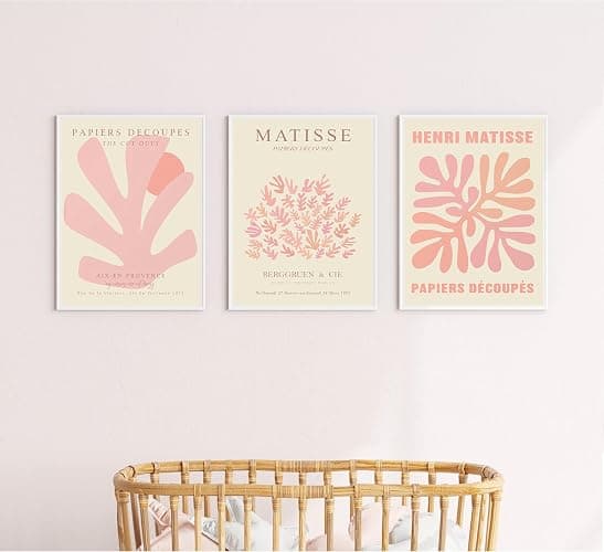 libitea 3 pcs Pink Coral Canvas Wall Art Abstract Minimalist Light Pink Preppy Wall Decor Pink Flower Market Poster Printing Artwork for Girls Room Dorm Bedroom Living Room Home Decoration thumbnail 4