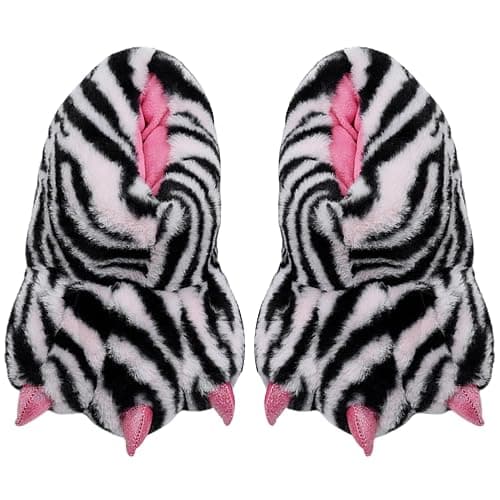 Claw Slippers,Paw Slippers for Women Non-Slip Thermal Zebra Claw Slippers Silent Monster Slippers with Crystal Lining Moisture-Proof Animal Slippers for Women & Girls Shoe Size 37 - Image 1