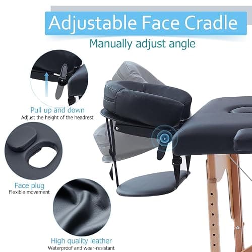 ARTBUSKE Portable Massage Table,84 Inch Massage Tables Portable with Side Pocket and Towel Rack Adjustable Height Lash Bed Massage Bed Tattoo Table Esthetician Bed for Eyelash Tattoo Spa,Black thumbnail 4
