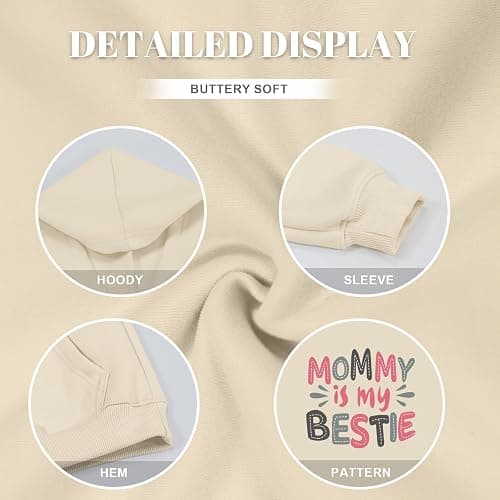 KEEVICI Cute Preppy Hoodies for Girls Mommy and Me Sweatshirts Kids Graphic Kawaii Hoodie Mother Daughter Cotton Pullover thumbnail 7