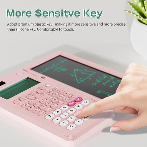 Rechargeable ROATEE 991ES MAX Scientific Calculators, CalcNote Multiview 4-Line Display with LCD Writing Tablet Notepad, Foldable Portable for Business High School College Students and Teacher(Pink) thumbnail 6