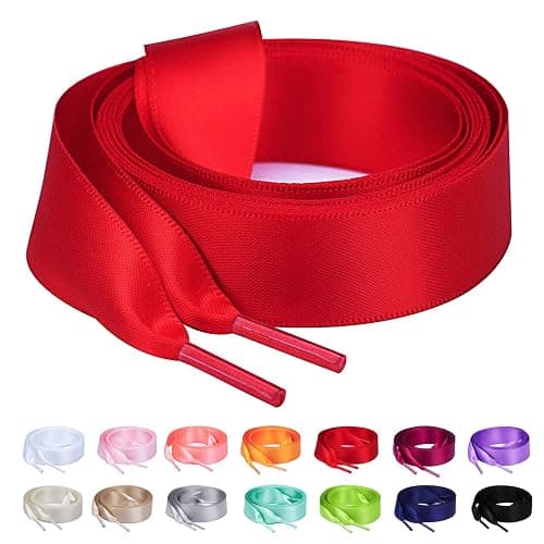 Booyckiy 3/4" Wide Satin Ribbon Shoelaces Flat Colorful Shoe Laces for Women - Image 1