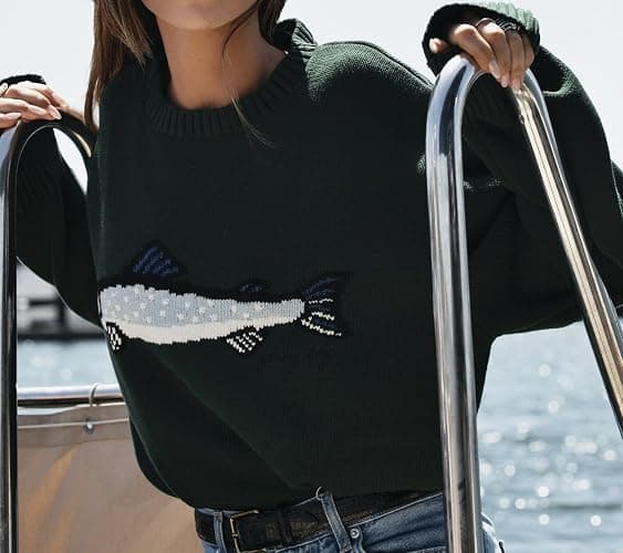 Y2k Fish Graphic Crochet Chunky Sweater Women Vintage Cottagecore Oversized Streetwear thumbnail 7