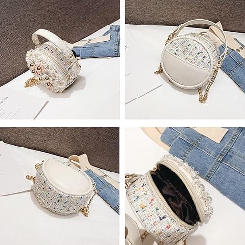 Forwe Little Girls Toddler Crossbody Purse with Pearl Flowers Mini Cute Princess Handbags Shoulder Chain Bag thumbnail 5