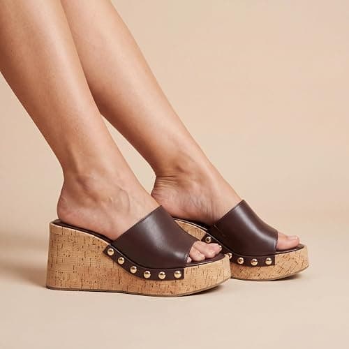 STYVELLA Women’s Platform Wedge Sandals, Slip On Open Toe Wedge Heels Non-Slip Casual Comfort Slides for Dressy Occasions, 2.95 inches Platform thumbnail 3