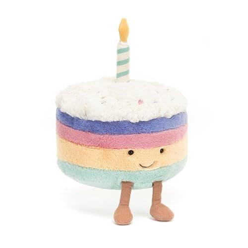 Jellycat Amuseables Rainbow Birthday Cake Stuffed Toy, Medium 6 inches - Dessert Plush - Birthday Gift thumbnail 6