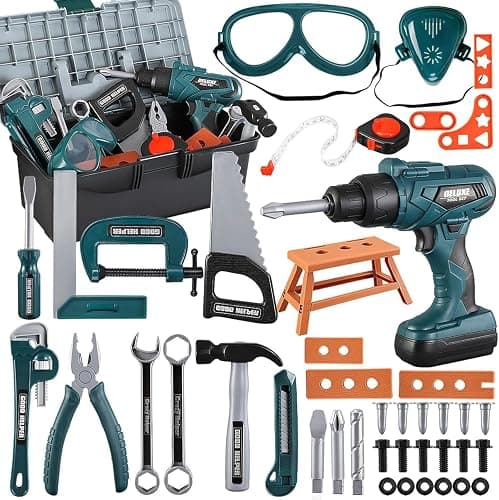 Kids Tool Box–Zealous 48 PCS Pretend Play Tools Toys for Toddler,Electric Drill Kids Tool Kit for Boys & Girls Ages 3-8 Years Old, Construction Tool Kit Playset for Boys - Image 1