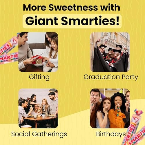 Smarties Candy Giant Rolls - Gluten & Vegan Free - Classic Sweetness From Family Owned Company Since 1949, Peanut & Dairy Free - Individually Wrapped Bulk Halloween Candy- 2.2 Pound (Pack of 2) thumbnail 6