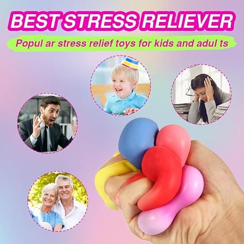 24 Pack Slow Rising Stress Cube , Dough Stress Balls Soft Fidget Squishy Toys for Anxiety Relief, Pull Stretch Classroom Prize Party Favors Toys for Kids thumbnail 5