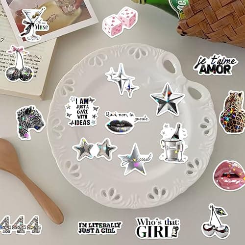 100Pcs Y2K Aesthetic Stickers, Aesthetic Cool Downtown Lucky Girls Stickers, Trendy Holographic Waterproof Sticker for Water Bottles Laptop Kindle Computer Scrapbook Journal Party Favors (Holographic) thumbnail 4