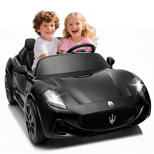 Acnico 2 Seater Kids Ride on Car with Remote Control -24V 4WD Licensed Maserati GranTurismo Ride on Toys, Bluetooth, High/Low Speed, 132lb Capacity, Toddler Electric Car Gift for Boys Girls (Black) - Image 1