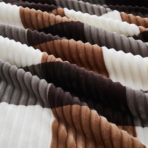 PU MEI Sherpa Blanket Twin Plaid Thick Bed Blanket, 60”*80” Super Soft Flannel Fuzzy Fleece Reversible Velvet Plush Warm Blanket for Couch(Brown-Check, 60"*80") thumbnail 6