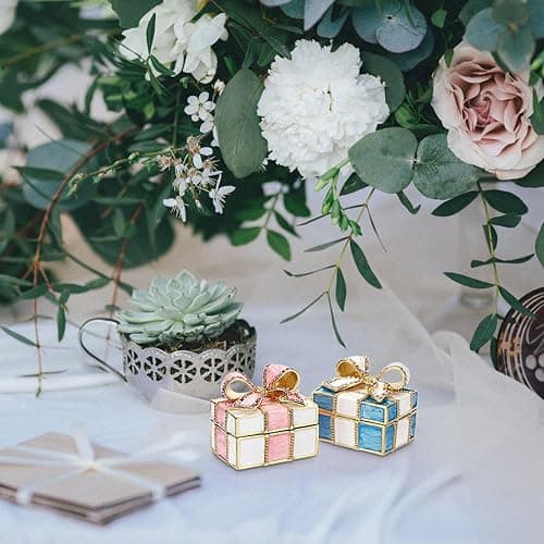 ❤️ELLDOO Mini Trinket Box, Bow-knot Gift Box Style Hinged Jewelry Box Vintage Metal Enameled Decorative Box Ring Earrings Jewelry Organizer Gift Box for Women Girls, Pink thumbnail 9