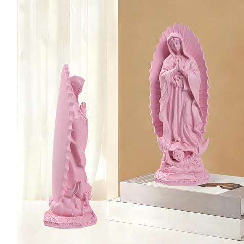 Virgen de Guadalupe Statues - Our Lady of Guadalupe Virgin Mary Statue, Pink Religious Mother Mary Statue, Catholic Virgencita de Guadalupe, Vrgin Mary Jesus Figurines for Home Decor Gifts, 12 Inch thumbnail 2