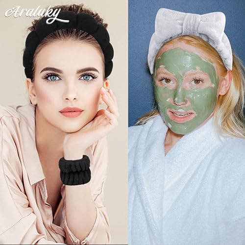 Araluky 6 Pcs Puffy Terry Cloth Headbands and Wristbands for Skincare, Makeup Removal, and Shower thumbnail 6