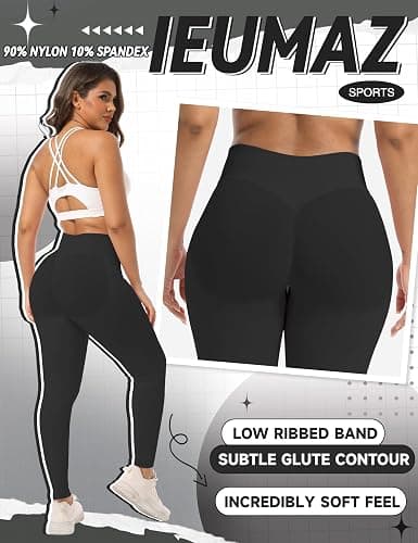 Ieumaz Scrunch Butt Lifting Leggings for Women Gym Seamless Workout Leggings Mid Low Waist Tummy Control Yoga Pants thumbnail 5