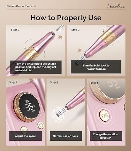 MelodySusie Clip-On Rechargeable 2-in-1 Nail Drill with Adjustable Built-In Stand,SM330G 35000RPM E-File with Lightweight Handpiece for All Manicure Shaping & Gel Removal for Advanced Home & Salon Use thumbnail 5