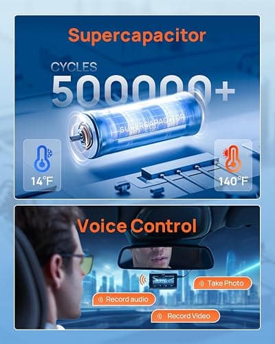 70mai 4K Dash Cam Front and Rear, Built in Wi-Fi 6 & GPS Car Camera, Super Night Vision, ADAS, 3'' IPS Screen, 24H Parking Mode, Time-Lapse, Loop Recording, with 128GB Card (A800SE) thumbnail 8