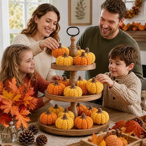 kuchisity 12 Pack Pumpkin Decor Crochet Small Pumpkins Knit Pumpkins Farmhouse Thanksgiving Gift Table Centerpiece for Mantel Halloween Decorations thumbnail 4